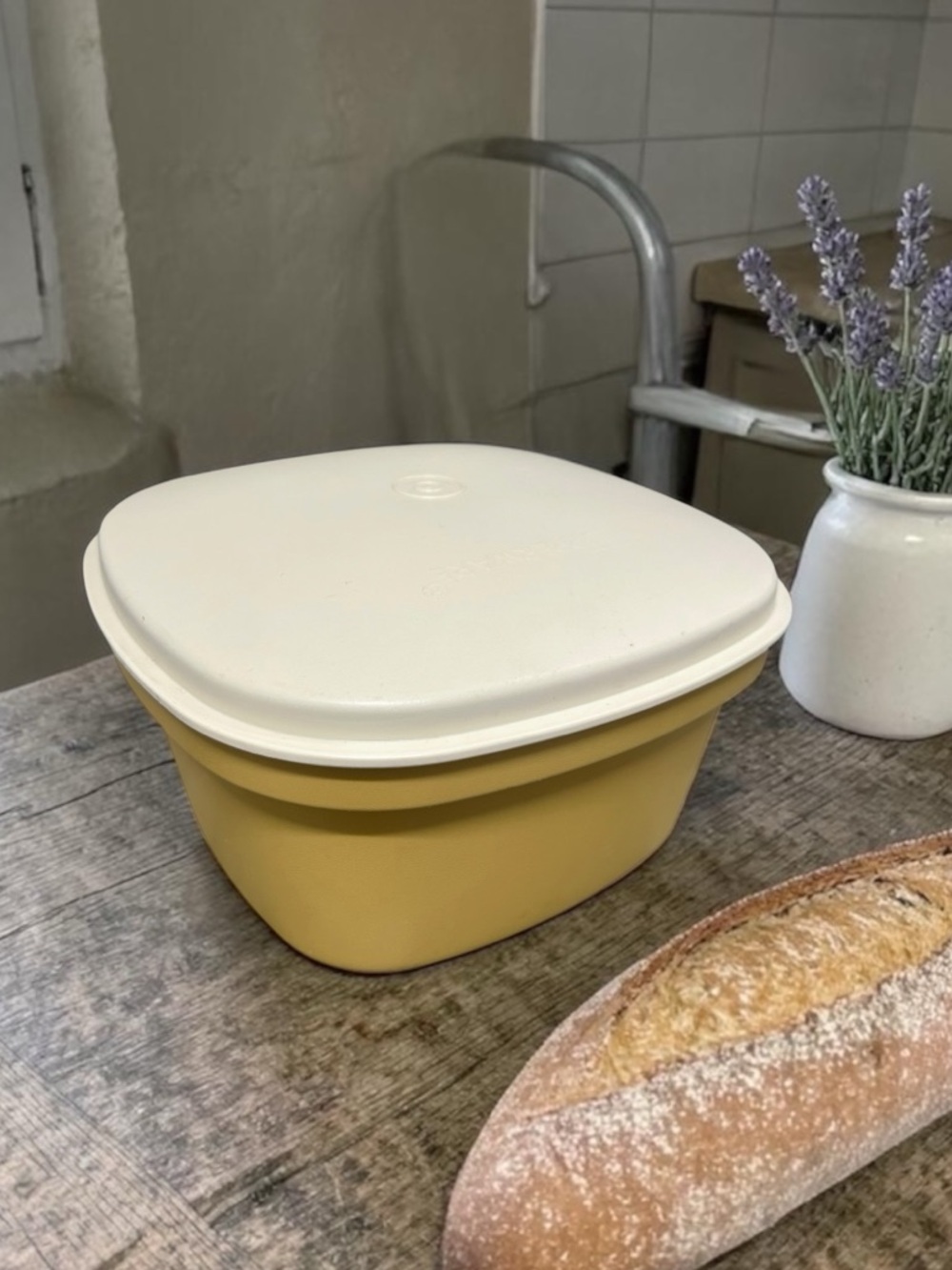 Vintage Tupperware Harvest Gold Square Steamer & Colander Set #888